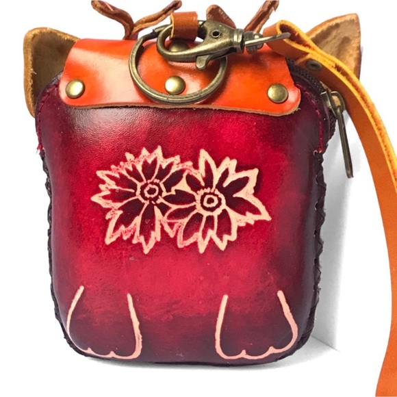 2 LEFT! Handmade Handcrafted Genuine Leather Mini Girly Reindeer Wristlet - Picture 3 of 5